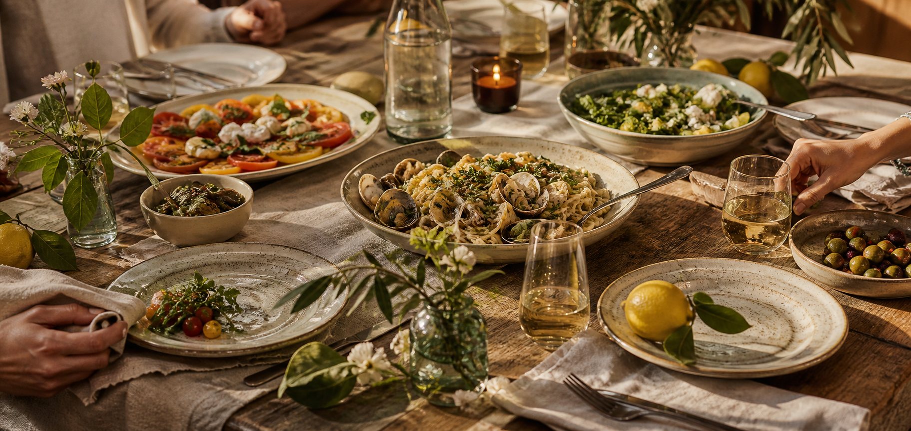 Repas partagé autour d'une table